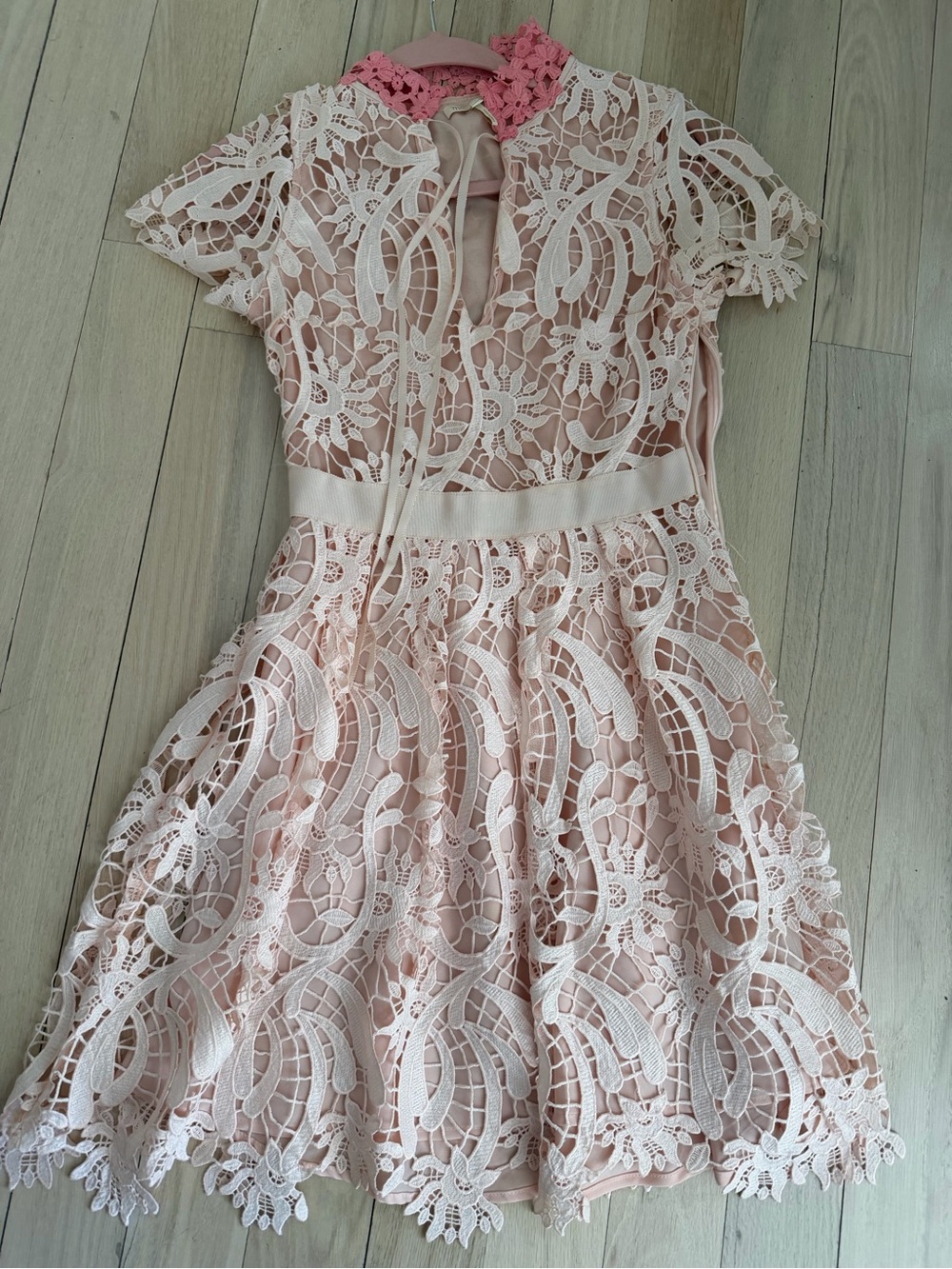 Maje Blush Pink Lace Mini Dress